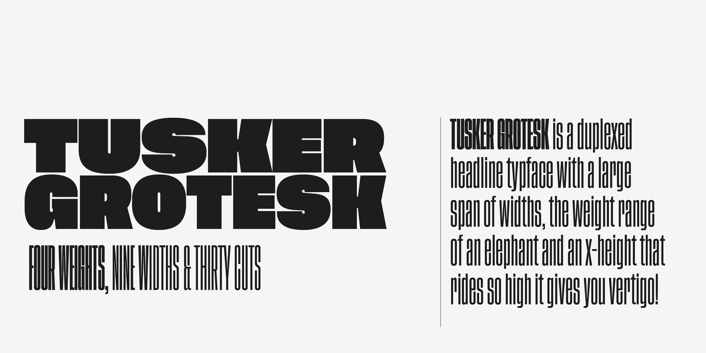 Beispiel einer Tusker Grotesk 1800 Super-Schriftart